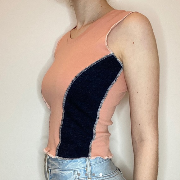 Color Block pink Navy Tank Top - Picture 3 of 4